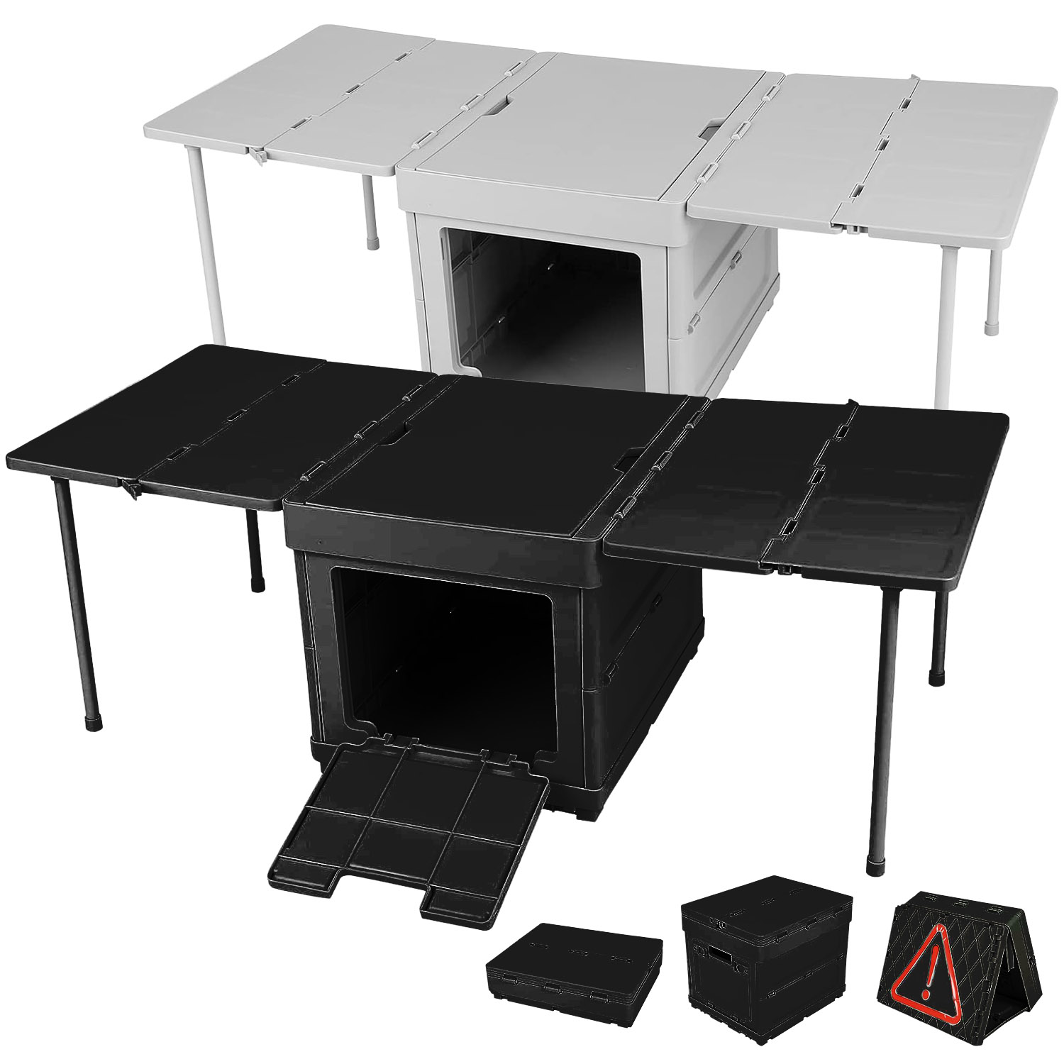 収納ボックス テーブル 2台セット 折りたたみ キャンプ 蓋付き 収納ケース コンテナ ボックス 多機能 アウトドア 軽量 組立簡単 スツール 収納｜anami-store｜04