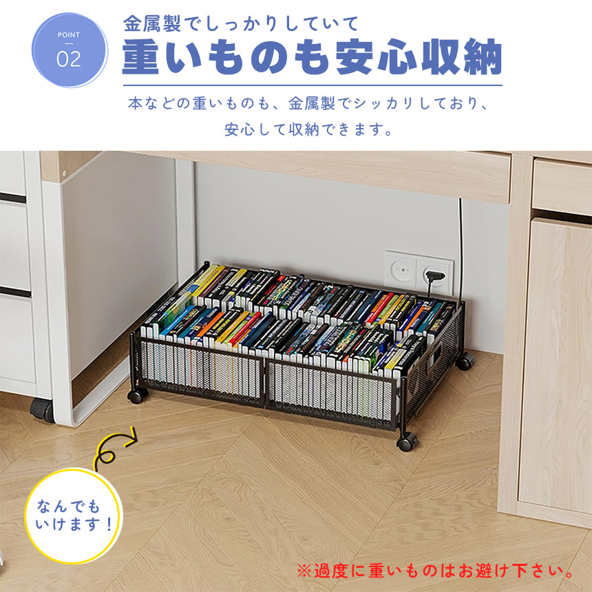 ベッド下収納ボックス キャスター付き 2個セット 2カラー ブラック ベッド下収納ボックス キャスター付き 2個セット 2カラー ブラック