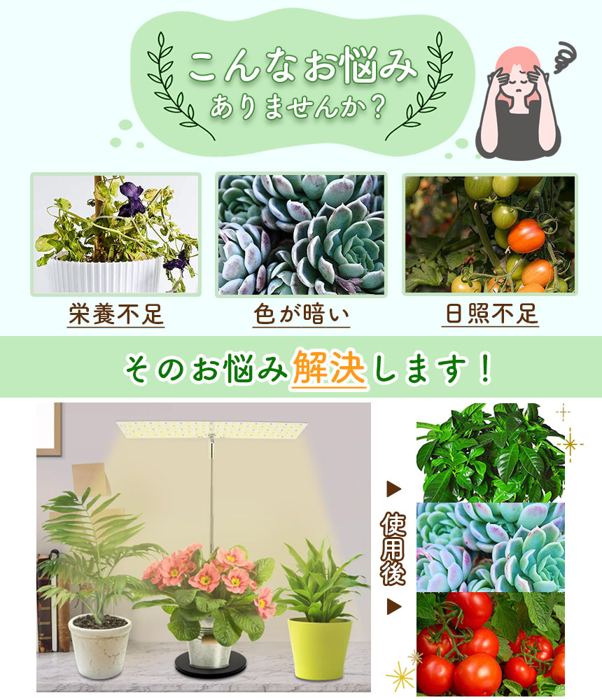 台座付き植物育成ライト 2個セット 3モード 10段階 調光 LED 植物