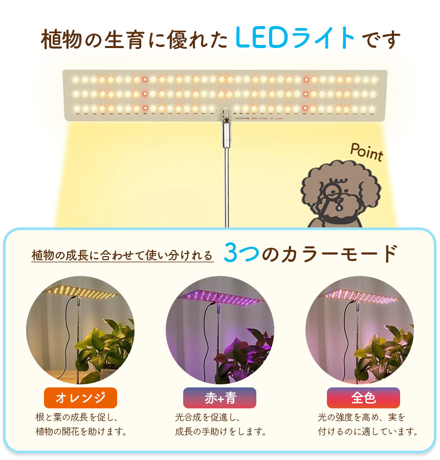 台座付き植物育成ライト 2個セット 3モード 10段階 調光 LED 植物