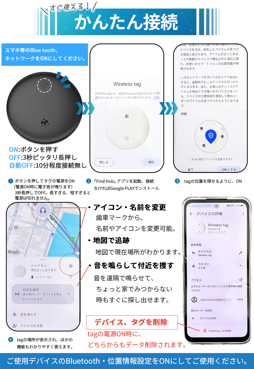 3個セット 紛失防止タグ スマートトラッカー Android対応 探し物発見