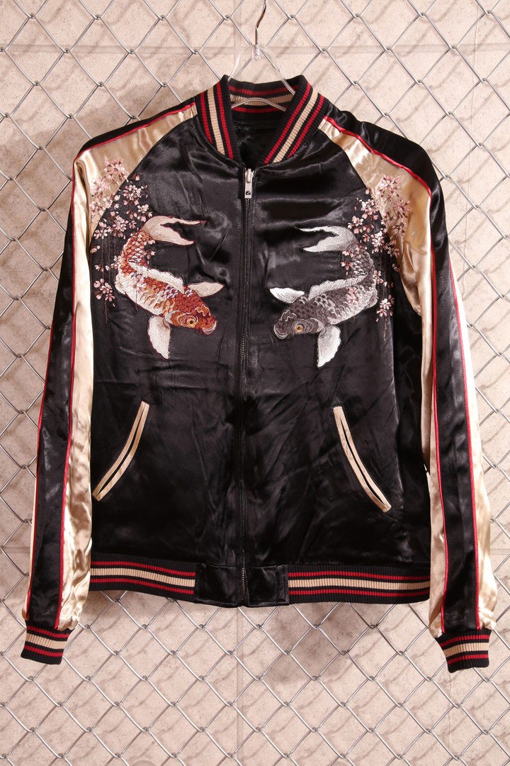 年末年始も毎日出荷】ジャパネスク 枝垂れ桜と鯉 刺繍 スカジャン 3RSJ