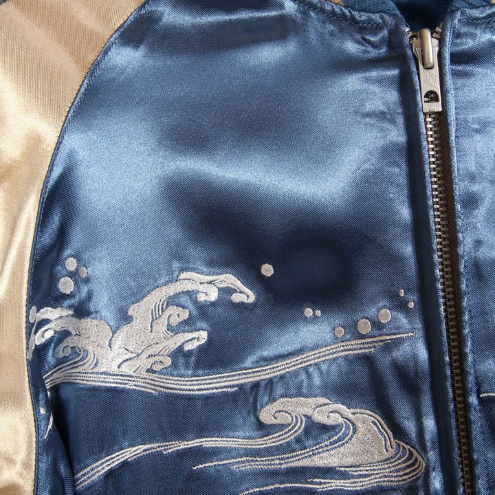 72h限定P最大14倍!12/17pm23:59迄 ジャパネスク 波に鯨 和柄 刺繍