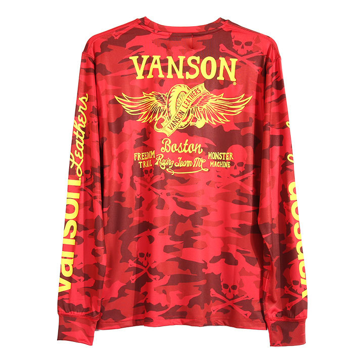 24h限定P最大17倍!6/9pm23:59迄 当店別注!新作 バンソン VANSON ドライ長袖Tシャツ ウィング ACVL-902 吸汗速乾 抗菌防臭 UVカットスタンダードサイズ  ロンT｜anch-crash｜07