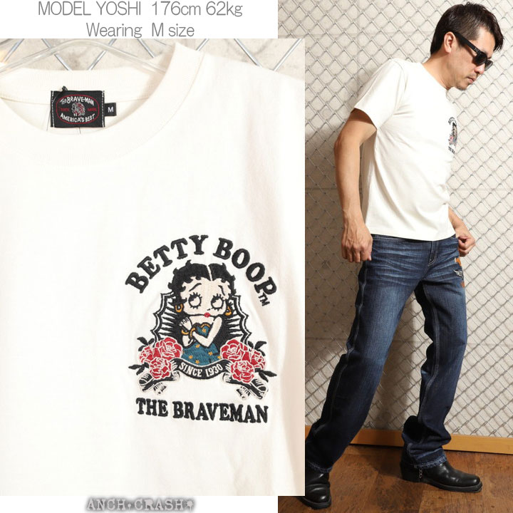 The BRAVE-MAN ベティブープ 半袖Tシャツ BBB-2437 ブレイブマン BETTY BOOP 刺繍｜anch-crash｜15