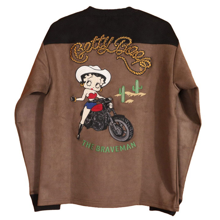 The BRAVE-MAN ベティブープ クルーネックプルオーバー (BBB-2448)【送料無料】ブレイブマン BETTY BOOP 刺繍 ワッペン BETTY BOOP（ベティ ブープ） The BRAVE-MAN クルーネックプルオーバー