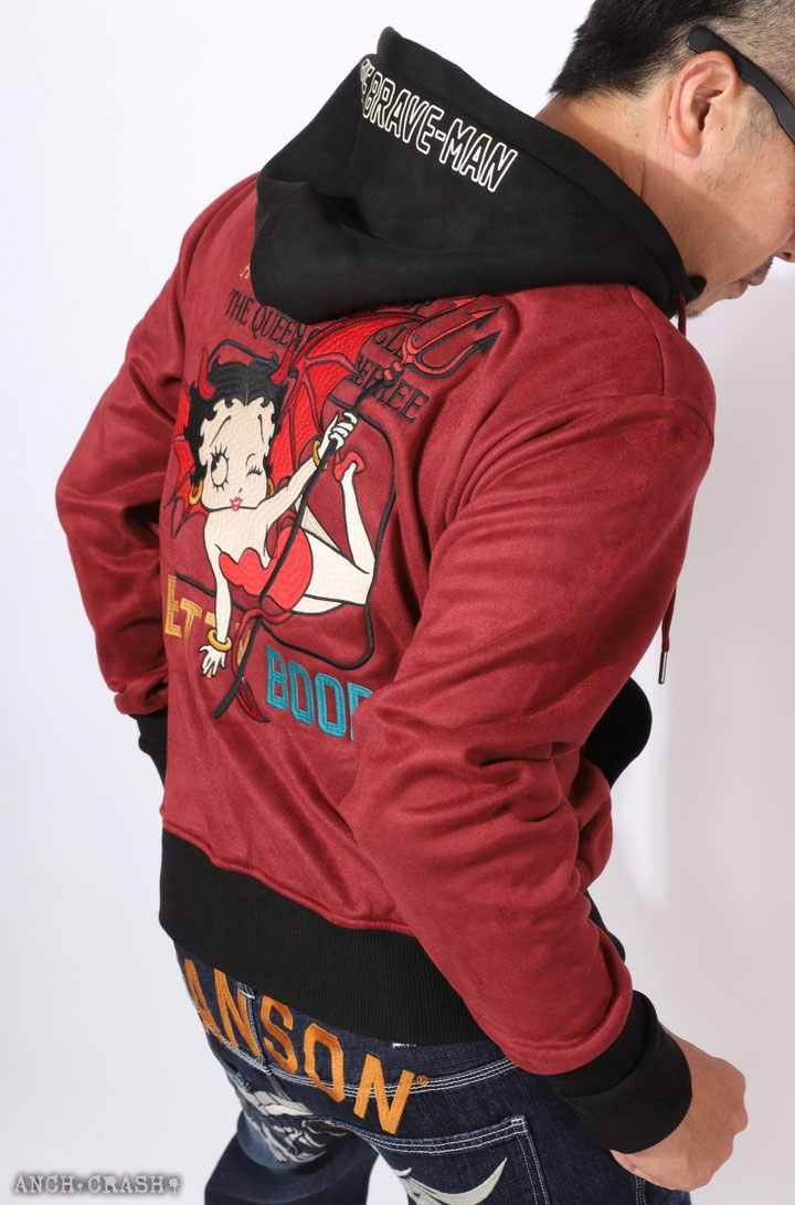 The BRAVE-MAN ベティブープ ボアボンディング ZIP パーカー (BBB-2459)【送料無料】ブレイブマン BETTY BOOP 刺繍 BETTY BOOP（ベティ ブープ） The BRAVE-MAN ボアボンディング ZIP