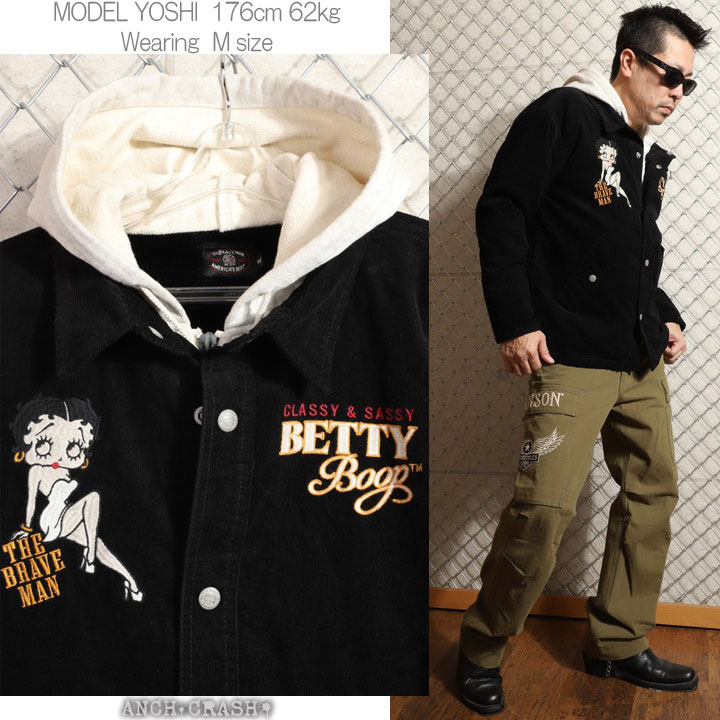 オールインワン betty boop Mサイズ インディゴ デニム オールインワン ツナギ THE BRAVEMAN×BETTY BOOP bbb-2252