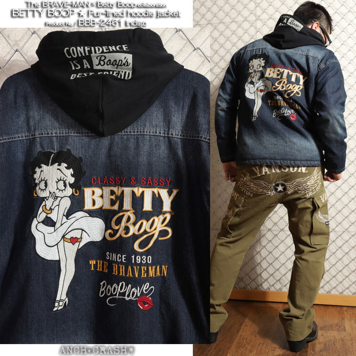 Braveman Betty Boop フード付き刺繍ジャケット Braveman Betty Boop フード付き刺繍ジャケット