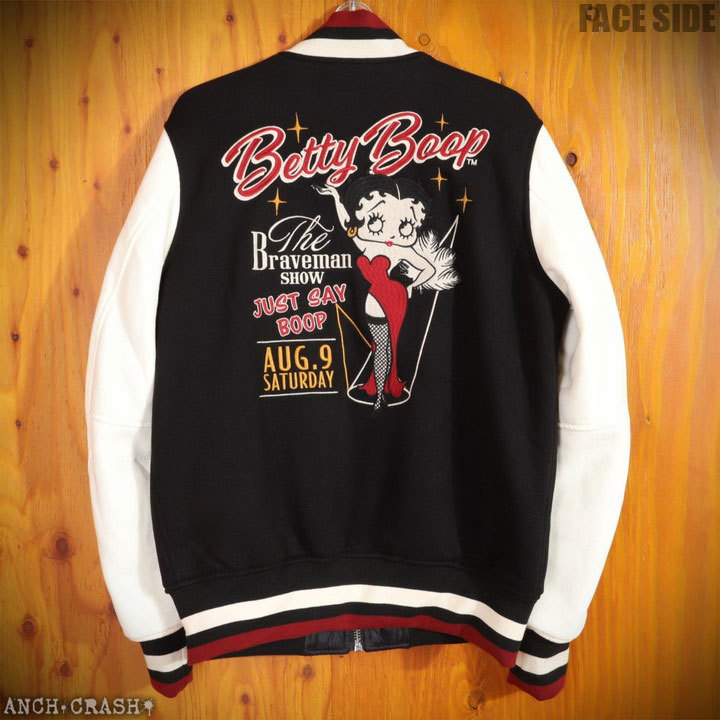 ベティちゃん スタジャン ジャケット　JH design betty boop ベティー・ブープ ベティーちゃん 赤 黒 刺繍 キャラクター