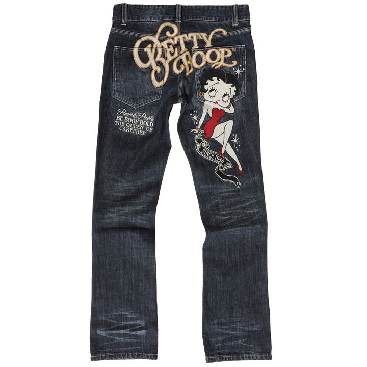 The BRAVE-MAN ベティブープ デニムパンツ (BBB-2520) 【送料無料】ブレイブマン BETTY BOOP 刺繍 ワッペン BETTY BOOP（ベティ ブープ） The BRAVE-MAN デニムパンツ BBB-2520