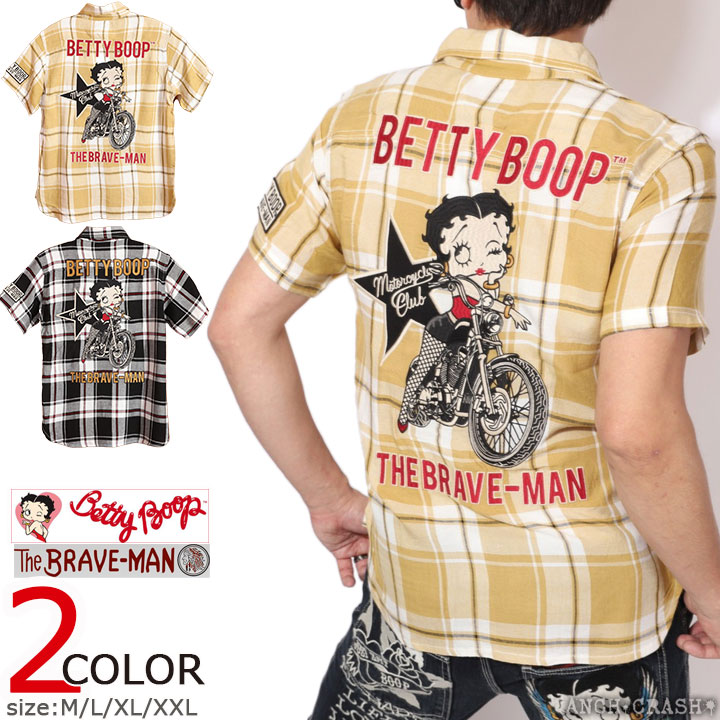 BETTY BOOP（ベティ ブープ） The BRAVE-MAN 半袖チェックシャツ BBB