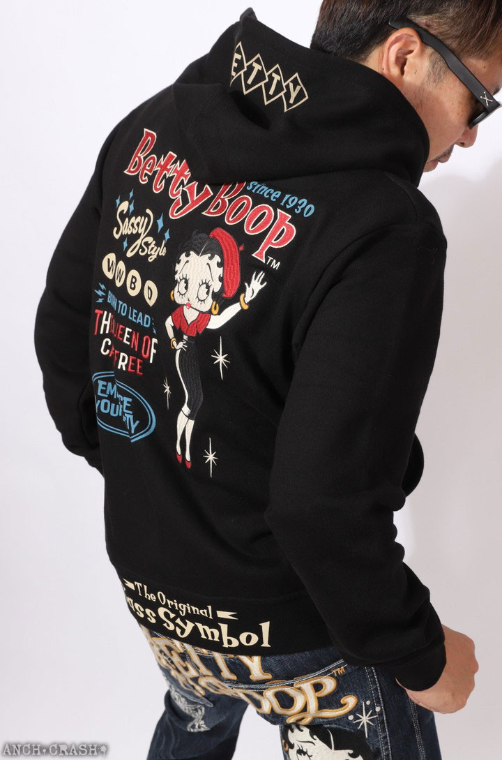 24h限定pMAX17倍!5/2pm23:59迄 BETTY BOOP FULL-ZIP パーカー BBN-2519 ベティブープ NEVERMIND 刺繍_16