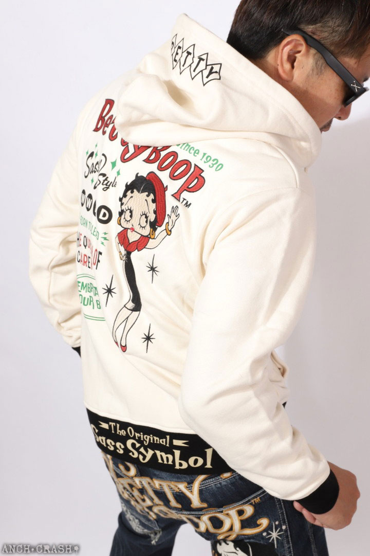 24h限定pMAX17倍!5/2pm23:59迄 BETTY BOOP FULL-ZIP パーカー BBN-2519 ベティブープ NEVERMIND 刺繍_7