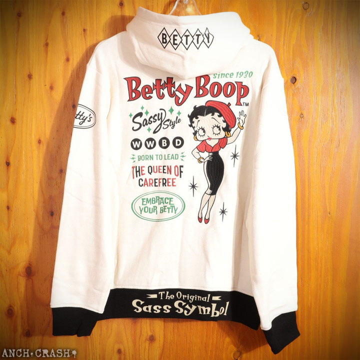 24h限定pMAX17倍!5/2pm23:59迄 BETTY BOOP FULL-ZIP パーカー BBN-2519 ベティブープ NEVERMIND 刺繍_9