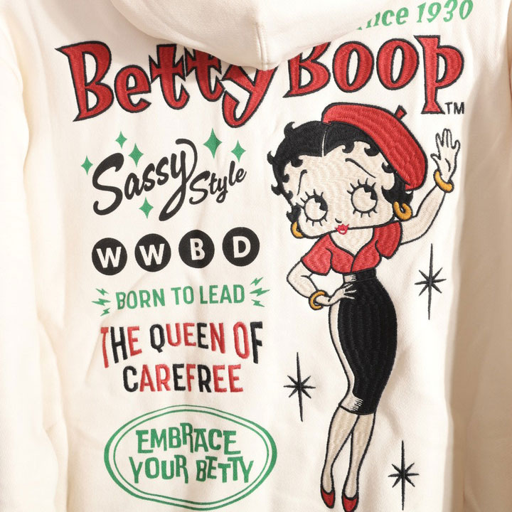 24h限定pMAX17倍!5/2pm23:59迄 BETTY BOOP FULL-ZIP パーカー BBN-2519 ベティブープ NEVERMIND 刺繍_10