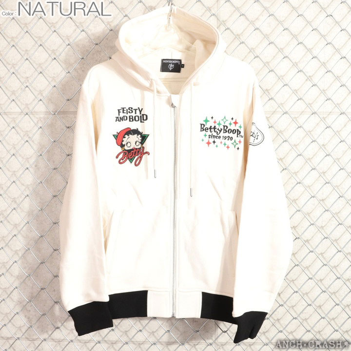 24h限定pMAX17倍!5/2pm23:59迄 BETTY BOOP FULL-ZIP パーカー BBN-2519 ベティブープ NEVERMIND 刺繍_5