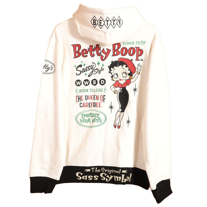24h限定pMAX17倍!5/2pm23:59迄 BETTY BOOP FULL-ZIP パーカー BBN-2519 ベティブープ NEVERMIND 刺繍_2