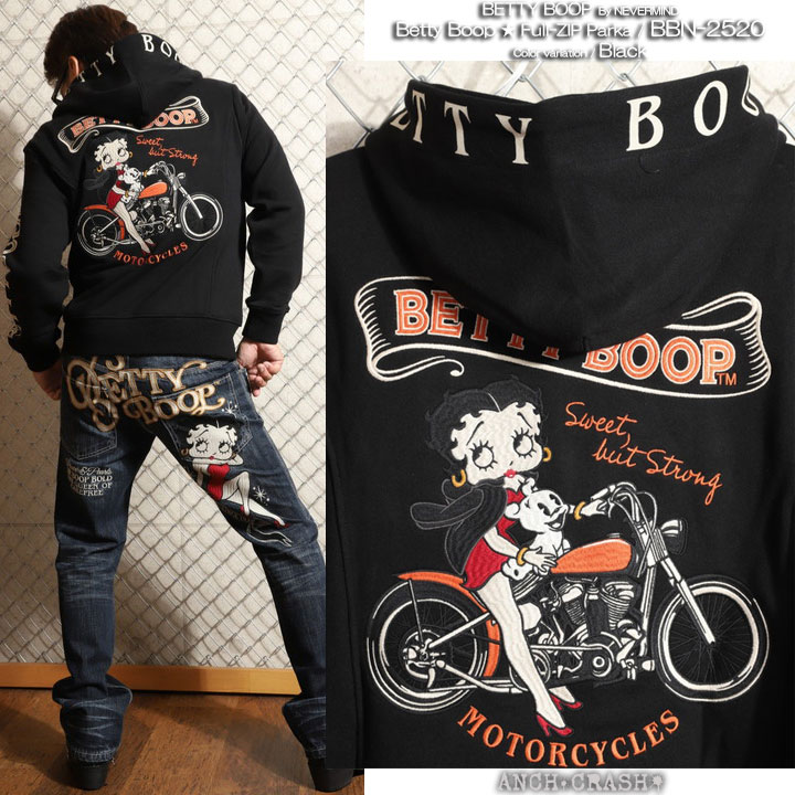 24h限定pMAX17倍!5/2pm23:59迄 BETTY BOOP FULL-ZIP パーカー BBN-2520 ベティブープ NEVERMIND 刺繍_17