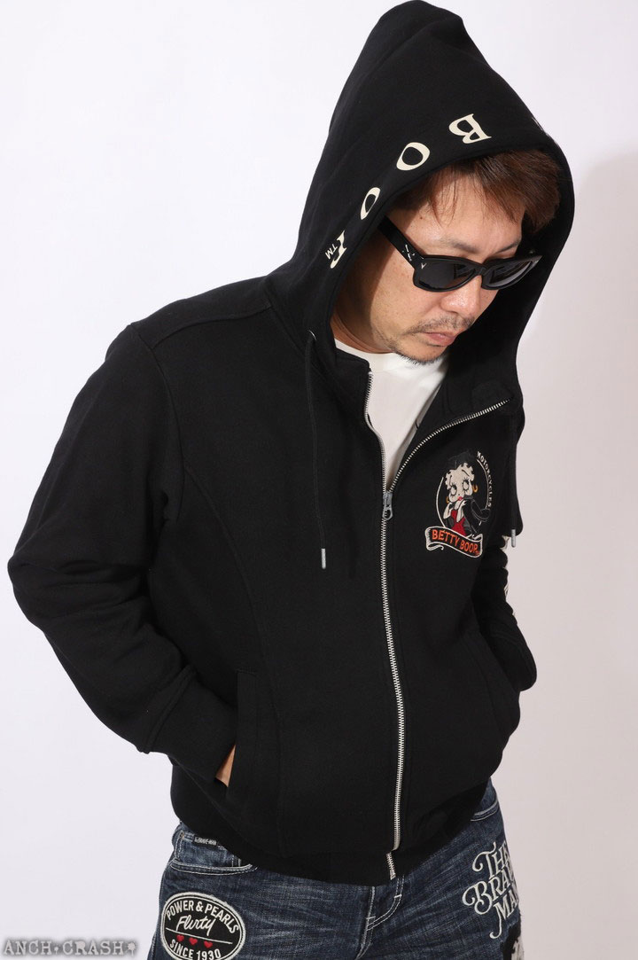 24h限定pMAX17倍!5/2pm23:59迄 BETTY BOOP FULL-ZIP パーカー BBN-2520 ベティブープ NEVERMIND 刺繍_12