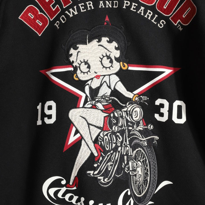 BETTY BOOP ボンディング スタジャン (BBN-2527) 【送料無料】ベティブープ NEVERMIND 刺繍 ワッペン フード脱着式 BETTY BOOP（ベティ ブープ） 【年末年始も毎日出荷】BETTY BOOP