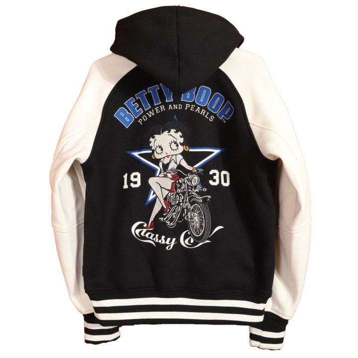 BETTY BOOP ボンディング スタジャン (BBN-2527) 【送料無料】ベティブープ NEVERMIND 刺繍 ワッペン フード脱着式 BETTY BOOP（ベティ ブープ） 【年末年始も毎日出荷】BETTY BOOP