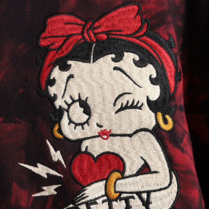 24h限定pMAX17倍!5/2pm23:59迄 BETTY BOOP FULL-ZIP パーカー BBN-2605 ベティブープ NEVERMIND 刺繍_6