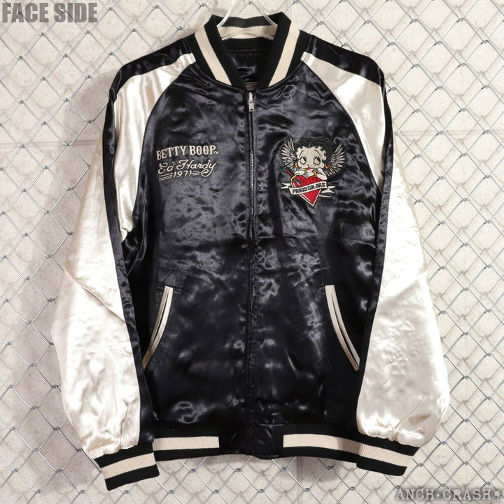 24h限定pMAX13.5倍!6/4pm25:59迄 BETTY BOOP×Ed Hardy リバーシブルスカジャン BED-2510 ベティブープ エドハーディー 刺繍の画像