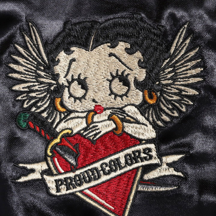 24h限定pMAX13.5倍!6/4pm25:59迄 BETTY BOOP×Ed Hardy リバーシブルスカジャン BED-2510 ベティブープ エドハーディー 刺繍の画像