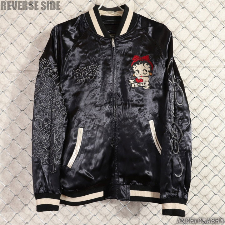 24h限定pMAX13.5倍!6/4pm25:59迄 BETTY BOOP×Ed Hardy リバーシブルスカジャン BED-2510 ベティブープ エドハーディー 刺繍の画像