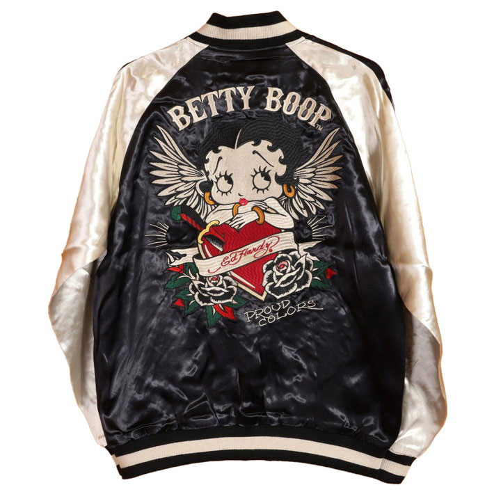 24h限定pMAX13.5倍!6/4pm25:59迄 BETTY BOOP×Ed Hardy リバーシブルスカジャン BED-2510 ベティブープ エドハーディー 刺繍の画像