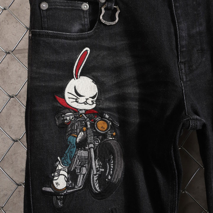 24h限定pMAX16倍!5/25pm23:59迄 VANSON クローズ WORST T.F.O.A デスラビット デニムパンツ CRV-2603 刺繍 バンソン CROWS ワーストの画像