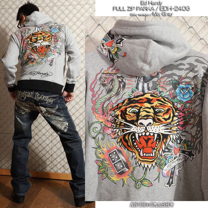 ★エドハーディー　シートカバー　2席★ ブラック　Ed Hardy 楽天市場】Ed Hardy エドハーディー フルZIPパーカー EDH-2406
