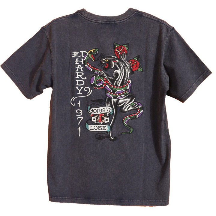 【Ed Hardy】Football クロップ半袖Tシャツ チビT Ed Hardy エドハーディー 半袖TEE EDH-2503 半袖Tシャツ 刺繍