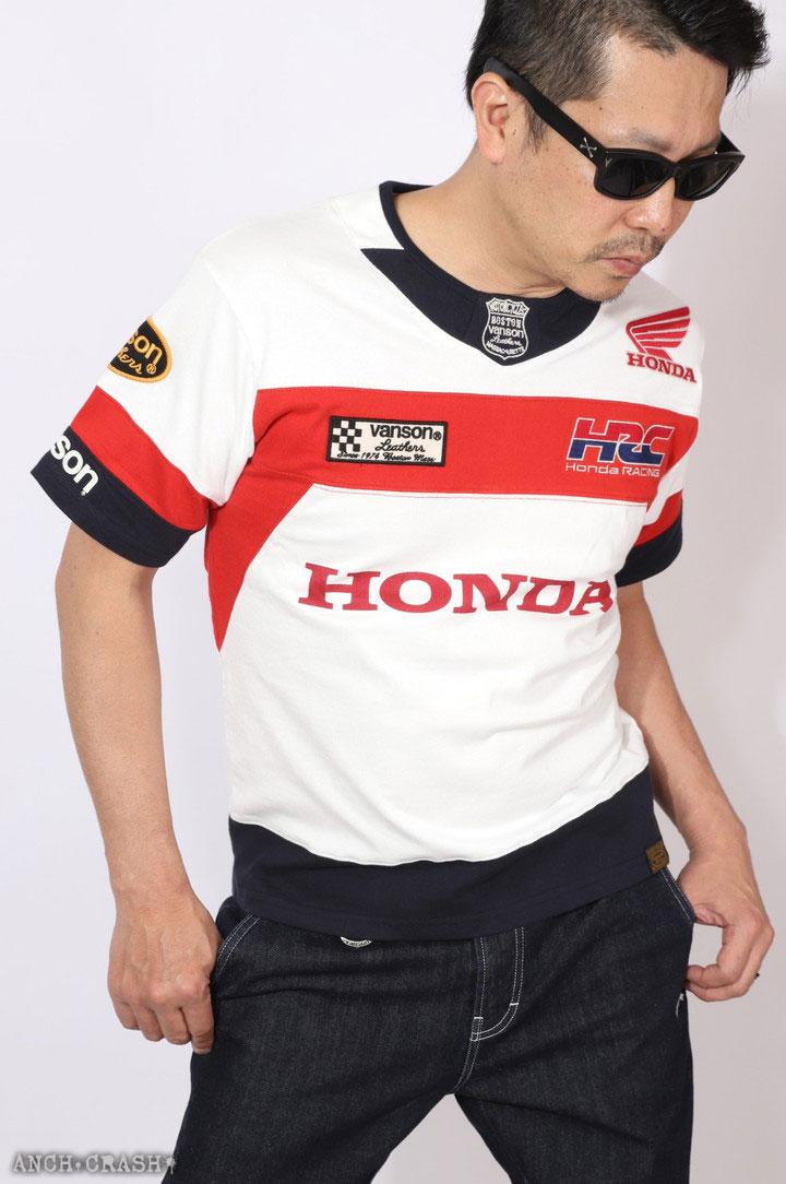 VANSON（バンソン） VANSON HONDA 半袖Tシャツ HRV-2401 ホンダ 刺繍