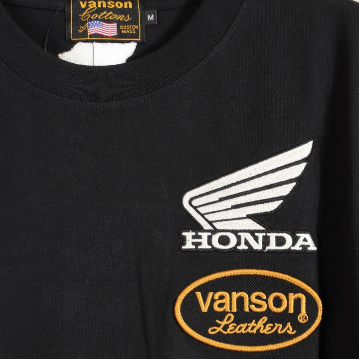 VANSON HONDA 半袖Tシャツ HRV-2402 バンソン ホンダ 刺繍 ワッペン｜anch-crash｜09