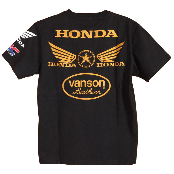 VANSON HONDA 半袖Tシャツ HRV-2403 バンソン ホンダ 刺繍 ワッペン