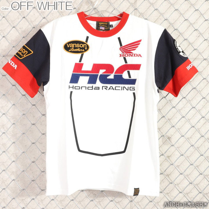 VANSON HONDA 半袖Tシャツ(HRV-2405)【送料無料】バンソン ホンダ 刺繍 ワッペン VANSON（バンソン） VANSON HONDA 半袖Tシャツ HRV-2405 ホンダ 刺繍