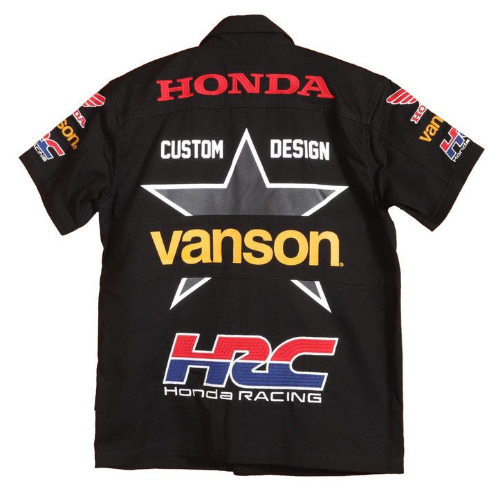 VANSON HONDA ツイル半袖シャツ HRV-2406 バンソン ホンダ 刺繍 ワッペン