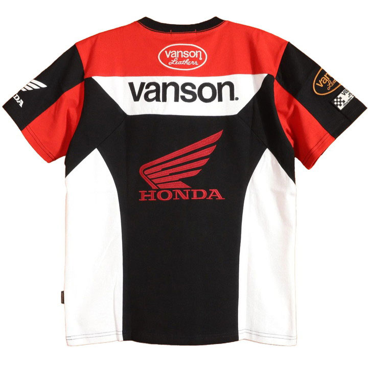 VANSON HONDA 半袖TEE (HRV-2505) 【送料無料】バンソン ホンダ 半袖Tシャツ 刺繍 ワッペン VANSON（バンソン） 【年末年始も毎日出荷】VANSON HONDA 半袖TEE HRV