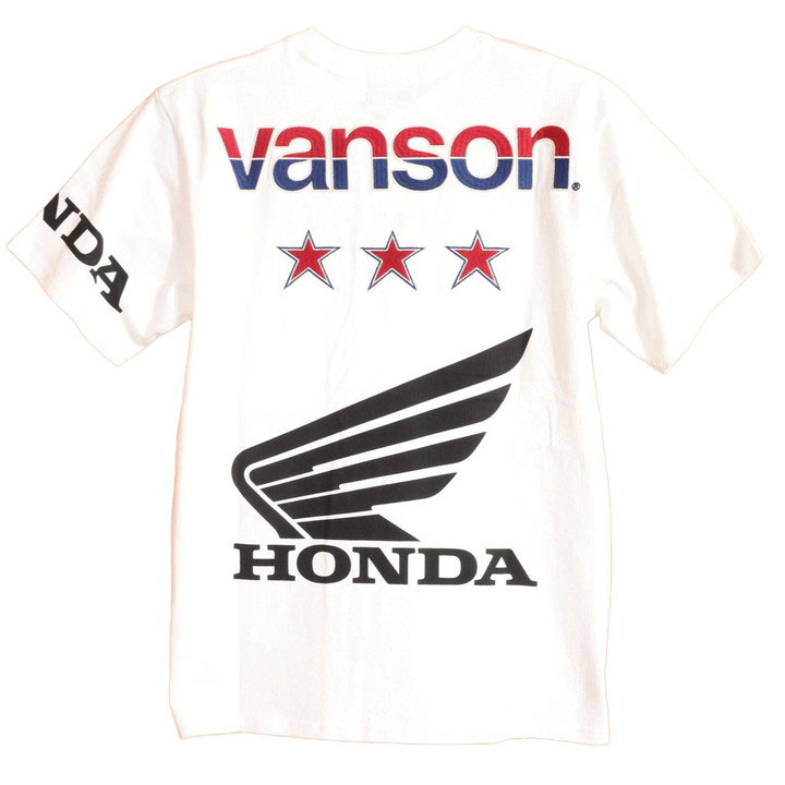 VANSON HONDA 半袖TEE (HRV-2506) 【送料無料】バンソン ホンダ 半袖Tシャツ 刺繍 ワッペン VANSON（バンソン） 【年末年始も毎日出荷】VANSON HONDA 半袖TEE HRV