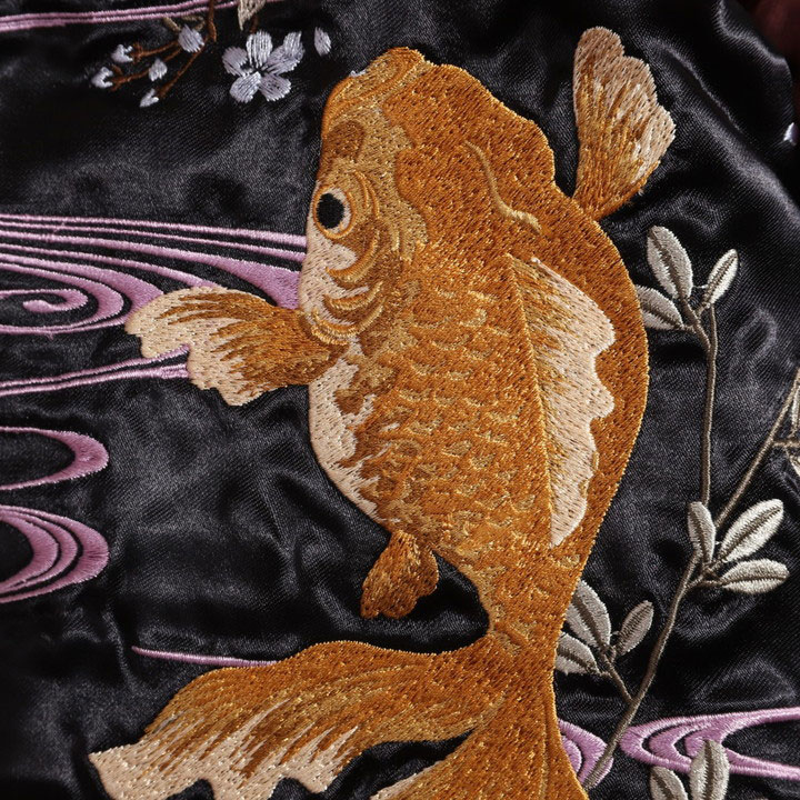 絡繰魂 和柄 リバーシブル 刺繍 スカジャン 金魚 232057-50