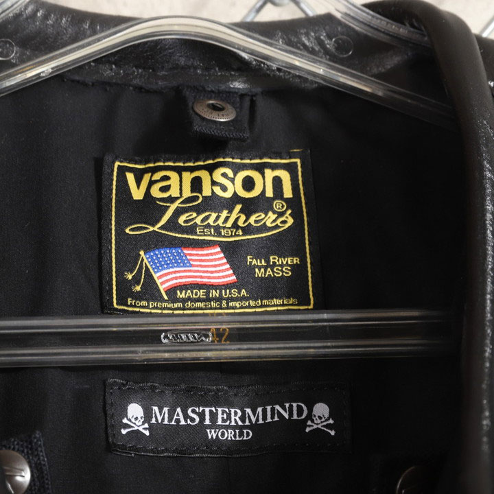 VANSON（バンソン） MASTERMIND WORLD コラボ レザー ジャケット