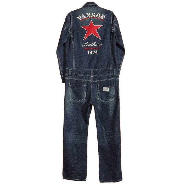 Vanson スカルプリント デニムオーバーオールXL Vanson スカルプリント デニムオーバーオールXL