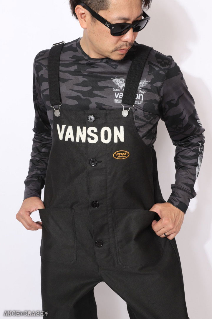 vanson ブラック オーバーオール Lサイズ vanson（メンズオーバーオール）｜ボトムス、パンツ