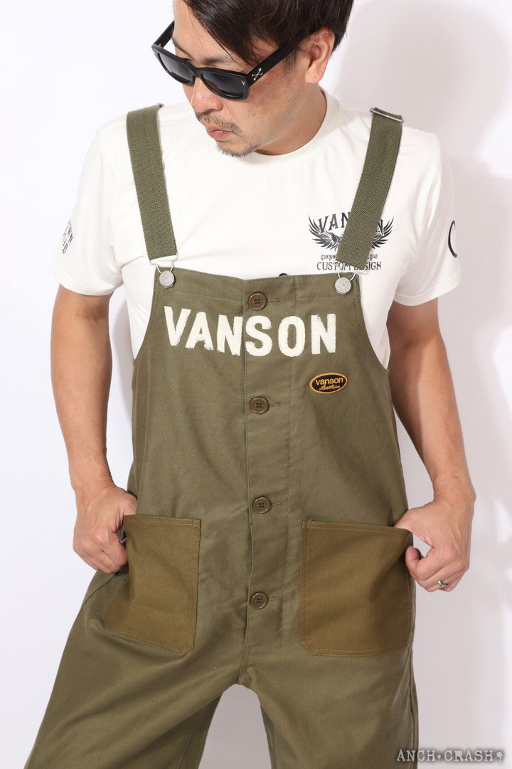 VANSON バンソン デッキ オーバーオール NVAO-2402 刺繍 ワッペンの画像