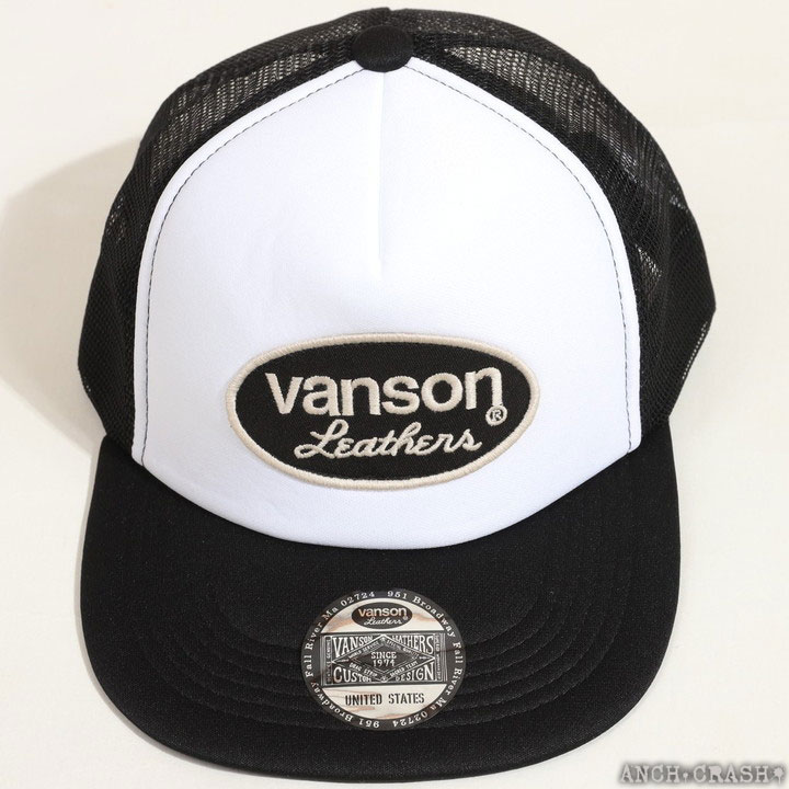 VANSON（バンソン） オーバルロゴ 刺繍 トラッカー メッシュ キャップ