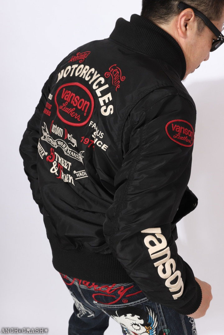 VANSON（バンソン） 48h限定P最大16倍!2/20pm23:59迄 ロゴ刺繍 MA-1