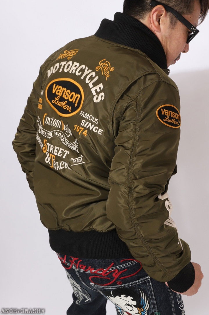 VANSON（バンソン） 48h限定P最大16倍!2/20pm23:59迄 ロゴ刺繍 MA-1