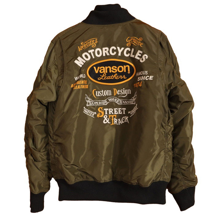 VANSON（バンソン） 48h限定P最大16倍!2/20pm23:59迄 ロゴ刺繍 MA-1